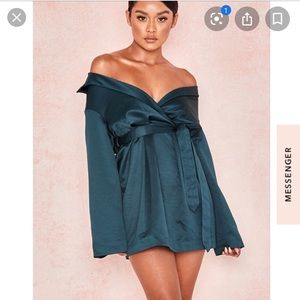 House of CB evergreen off the shoulder dress